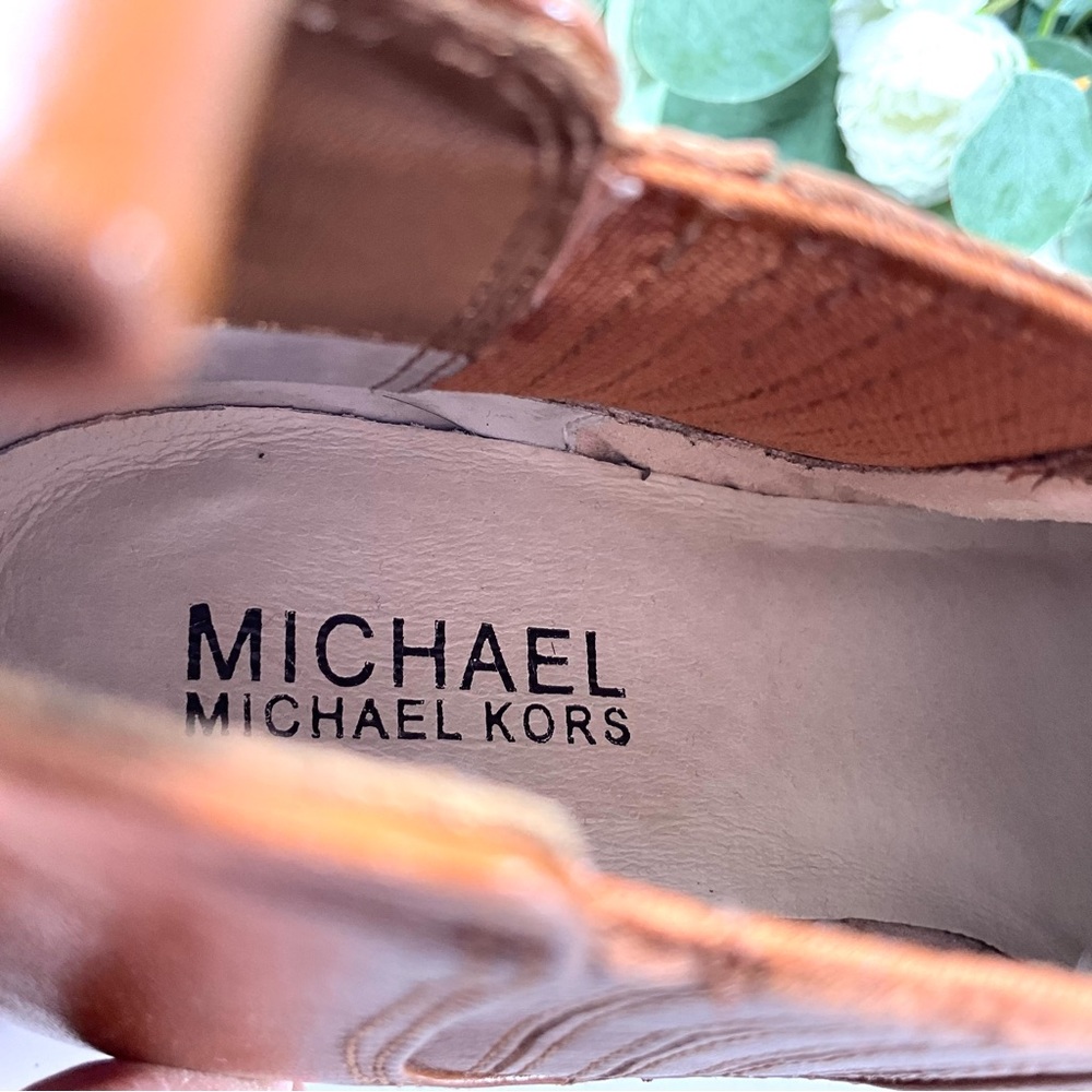 MICHAEL KORS Leather Ankle Bootie Caramel/Brown Boots 6 - Picture 6 of 9